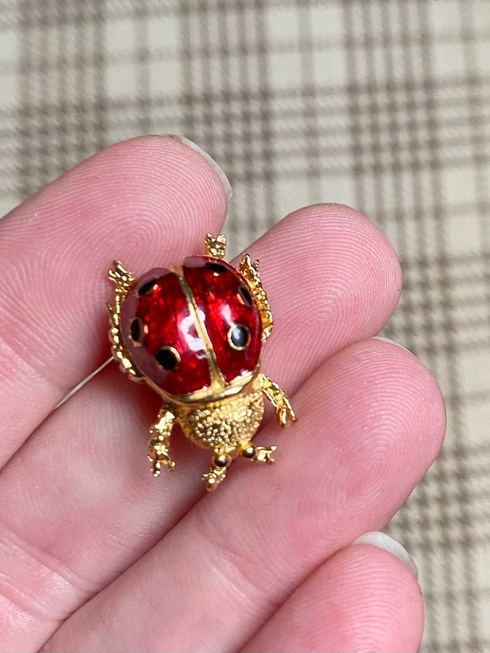 Gold & Red Ladybug Decorative Pin brooch - Red and Gold Accent